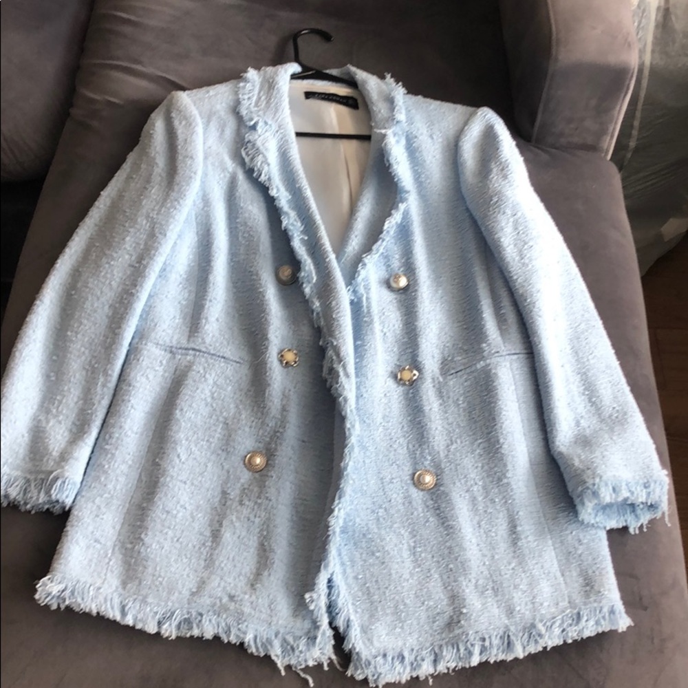 Tweed Baby Blue Blazer